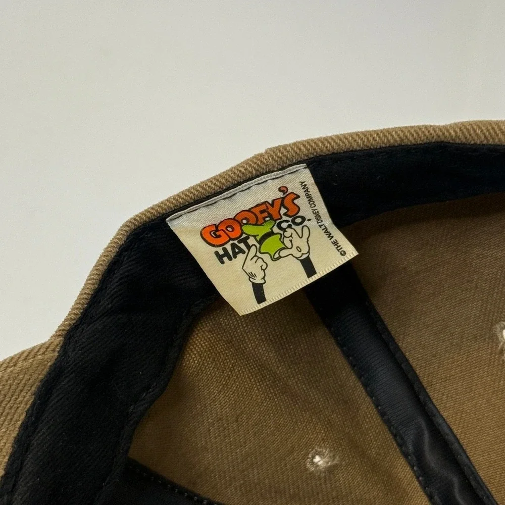 Vintage Disney Goofy Golf Hat Tan Twill Adjustable Leather Strap Baseball Cap